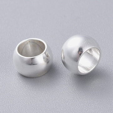 BD890 - 10 pcs 201 Stainless Steel Silver Ball Spacer Beads- 8mm x 5mm - Hole: 5mm - Silver Plated - Tarnish Resistant!