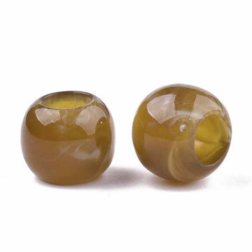 BD892 - 75 pcs Brown Smooth Gemstone Style Acrylic Ball Spacer Beads - 12mm - Large Hole: 5.5mm - Fits European Cords and Paracord!