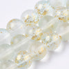 BD907 - 10mm Clear with Gold Tones Frosted Glass Round Beads - 14.8" strand - Approx 39 beads per strand - Hole Size: 1.4mm