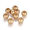 BD910 - 10 pcs Light Gold Plated METAL Smooth Ball Spacer Beads - 12mm - Matte - Large Hole: 6mm - Fits European Cords and Paracord!