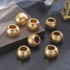BD910 - 10 pcs Light Gold Plated METAL Smooth Ball Spacer Beads - 12mm - Matte - Large Hole: 6mm - Fits European Cords and Paracord!