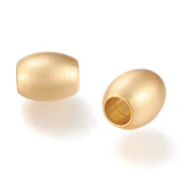 BD911 - 10 pcs Light Gold Plated METAL Smooth Barrel Spacer Beads - 12mm - Matte - Large Hole: 5mm - Fits European Cords and Paracord!