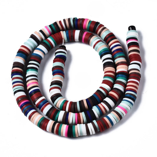 BD914 - 6mm  x 1mm Multicolor Polymer Clay Disc Beads - 17.7 inch strand - Hole Size: 2mm - Approx. 350 pcs. - Set 2
