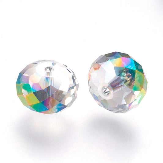 BD917 - 10 pcs. Gray Rainbow Crystal Glass Faceted Rondelle Beads - 10mm - Hole Size: 0.9mm - Grade AAA