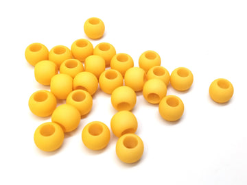 BD927 - 100 pcs Yellow Matte Ball Spacer Beads - 10mm - Large Hole: 4.7mm - Fits European Cords and Paracord!