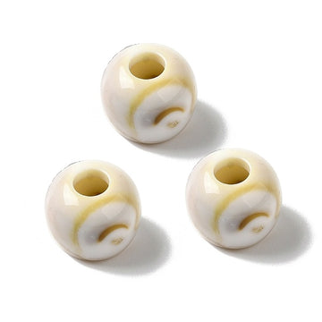 BD933 - 100 pcs Ivory Smoke Acrylic Smooth Ball Spacer Beads - 11mm - Large Hole: 4-6.5mm - Fits European Cords and Paracord!