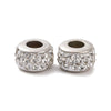 BD940 - 10 pcs Rhinestone Rondelle Spacer Beads - Silver Tone - 10mm x 7mm - Hole Size: 4.8mm - Fits European and Paracord Beads!