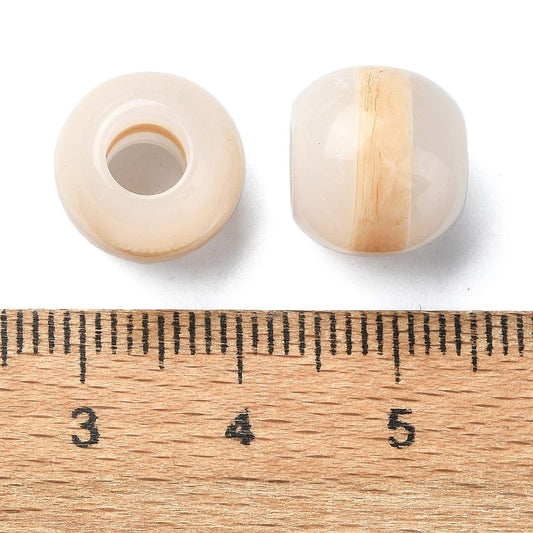 BD947 - 75 pcs Cream Smooth Gemstone Style Resin Ball Spacer Beads - 12mm - Large Hole: 5mm - Fits European Cords and Paracord!