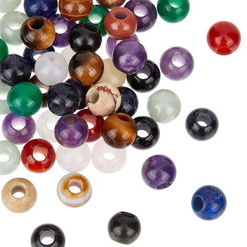 BD948B - 25 pcs Gemstone - Assortment - Ball Spacer Beads - 10mm - Large Hole: 4mm - Fits European Cords!