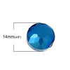 BD950 - 20 pcs Glass Rondelle Faceted Round Flat Beads - 14mm - Dark Blue - Iridescent Multicolor - Hole Size: 1.4mm