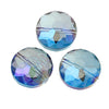 BD953 - 20 pcs Glass Rondelle Faceted Round Flat Beads - 14mm - Light Blue - Iridescent Multicolor - Hole Size: 1.4mm