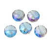 BD953 - 20 pcs Glass Rondelle Faceted Round Flat Beads - 14mm - Light Blue - Iridescent Multicolor - Hole Size: 1.4mm