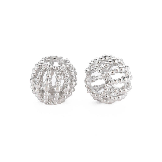BD956 - 20 pcs. Silver Tone Metal Bubble Round Ball Spacer Beads - 10mm - Large Hole: 4.5mm - Fits European Cords and Paracord!