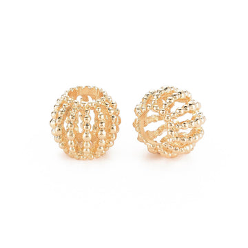 BD957 - 20 pcs. Gold Plated Metal Bubble Round Ball Spacer Beads - 10mm - Large Hole: 4.5mm - Fits European Cords and Paracord!