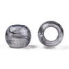 BD964 - 100 pcs Gray Smoke Acrylic Smooth Ball Spacer Beads - 12mm - Large Hole: 5.5mm - Fits European Cords and Paracord!