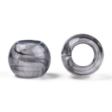 BD964 - 100 pcs Gray Smoke Acrylic Smooth Ball Spacer Beads - 12mm - Large Hole: 5.5mm - Fits European Cords and Paracord!