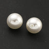BD992 - 10 pcs. - 10mm Half Drilled Glass Pearl Imitation Round Beads - White - Hole Size: 1mm
