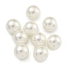 BD993 - 10 pcs. - 12mm Half Drilled Glass Pearl Imitation Round Beads - White - Hole Size: 1mm