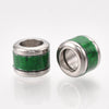 BD999 - 5 pcs 304 Stainless Steel Green Weave Pattern Metal Drum Column Spacer Beads - 10mm - Large Hole: 6mm - Fits European Cords and Paracord!