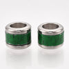 BD999 - 5 pcs 304 Stainless Steel Green Weave Pattern Metal Drum Column Spacer Beads - 10mm - Large Hole: 6mm - Fits European Cords and Paracord!