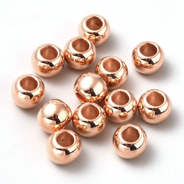 BD962- 100 pcs Rose Gold Smooth Ball Spacer Beads - 12mm - Large Hole: 5.8mm - Fits European Cords and Paracord!