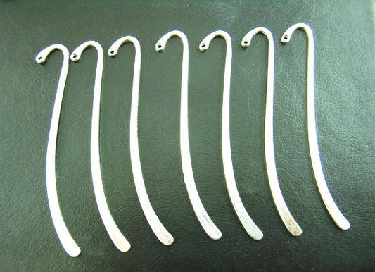 BK-SP1 - 5 pcs. Silver Plated Blank Bookmark Hooks - Smooth - 86mm (3.39 inch)