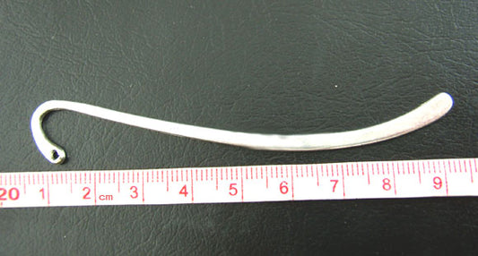 BK-SP1 - 5 pcs. Silver Plated Blank Bookmark Hooks - Smooth - 86mm (3.39 inch)
