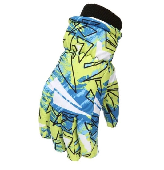 BWG47 - 1 pair - Blue Neon Snow Winter Gloves - Ages 3-7(XS) - Waterproof - Non-Slip