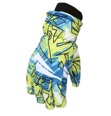 BWG710 - 1 pair - Blue Neon Snow Winter Gloves - Ages 7-10(S) - Waterproof - Non-Slip