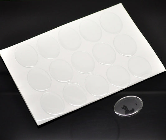 CA577 - 60 Oval Clear Round Epoxy Resin Stickers - 40mm x 30mm