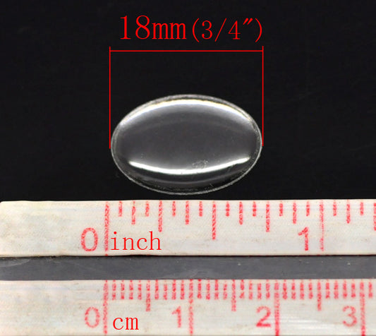 CA864 - 50 pcs. Oval Clear Round Epoxy Resin Stickers - 18mm x 13mm