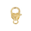 CL137 - 10 pcs. Gold Plated Heart Lobster Clasps - 27mm x 14mm - Claw Clasps - Carved