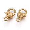 CL175 - 10 pcs. Real 18K Gold Plated Heart Lobster Clasps - 26mm x 14mm - Claw Clasps - Carved