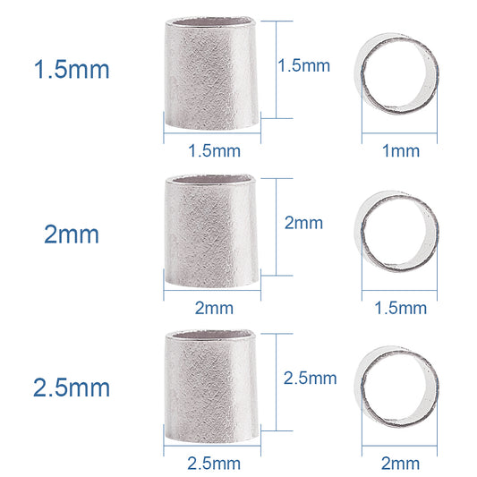 CR001 - 3000 pcs. Silver Plated Tube Crimp Crimps Spacer Beads - 1.5mm, 2mm, 2.5mm - Box Included!