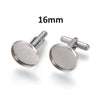 CU003 - Lot of 10 Silver Tone Cuff Links (5 pairs) - 16mm Glue Pad Bezel Setting - 304 Stainless Steel - Tarnish Resistant! Very High Quality!