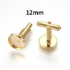CU008 - Lot of 10 Gold Plated Cuff Links (5 pairs) - 12mm Glue Pad Bezel Setting - 304 Stainless Steel - Tarnish Resistant! Very High Quality!