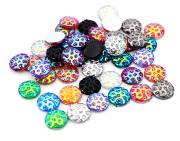 BD002 - 10 pcs Resin Embellishment Druzy Cabochons - Assortment - Multicolor - 12mm