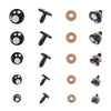 DKB001 - 100 pcs. Kawaii Black Safety Eyes and Backs for Doll and Toy Making - 8mm to 16mm (5 Sizes) - Storage Box Included