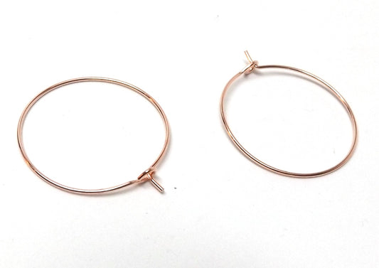 WCR-RG-30 - 100 pcs. Rose Gold Plated Wine Charm Rings / Earwire Hoop - 30mm (1.18 inch)