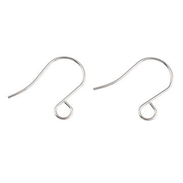 E996 - 50 pcs 316 Stainless Steel Earring Hooks with Loop Hole - 26mm x 20mm - Large Loop: 4.6mm - Silver Tone