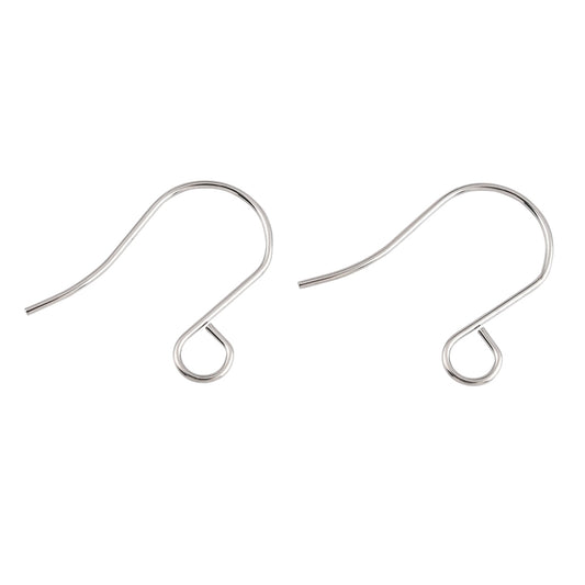 E996 - 50 pcs 316 Stainless Steel Earring Hooks with Loop Hole - 26mm x 20mm - Large Loop: 4.6mm - Silver Tone