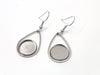 E031 - 6 pcs. 304 Stainless Steel Silver Tone Earring Dangle Hooks Settings Bezels Cabochons - 12mm Glue Pad Settings - Teardrop Style