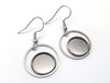 E036 - 6 pcs. 304 Stainless Steel Silver Tone Earring Dangle Hooks Settings Bezels Cabochons - 12mm Glue Pad Settings - Ring Style