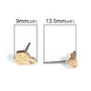 E042 - 10 pcs. (5 pairs) Gold Plated Earring Posts/Bases/Studs/Settings - Hammered Style - Hexagon - 9mm x 6mm Glue Pad - Hole Size: 1.5mm