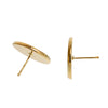 E061 - 10 pcs. Gold Plated Earring Posts Studs Settings Bezels Cabochons Tacks- 18mm Glue Pad Setting - With Rubber Stoppers!