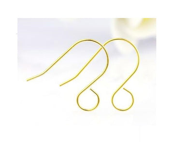 E085 - 50 pcs 316 Stainless Steel Earring Hooks with Loop Hole - 26mm x 20mm - Large Loop: 4.6mm - Gold Plated