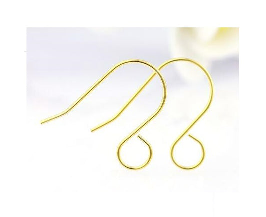E085 - 50 pcs 316 Stainless Steel Earring Hooks with Loop Hole - 26mm x 20mm - Large Loop: 4.6mm - Gold Plated