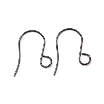 E093 - 50 pcs 316 Stainless Steel Earring Hooks with Loop Hole - 26mm x 20mm - Large Loop: 4.6mm - Black