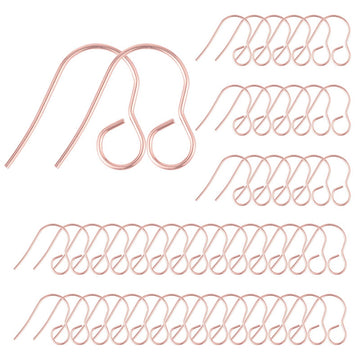 E094 - 100 pcs 316 Stainless Steel Earring Hooks with Loop Hole - 18mm x 15mm - Large Loop: 4.6mm - Rose Gold
