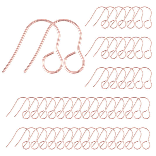 E094 - 100 pcs 316 Stainless Steel Earring Hooks with Loop Hole - 18mm x 15mm - Large Loop: 4.6mm - Rose Gold